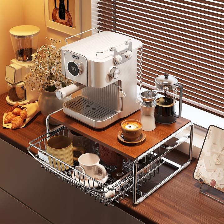 Sing Ndadekake Rak Panyimpen Cangkir Kopi Counter-top karo Keranjang Tarik sing Wajib Diduweni kanggo Stasiun Kopi Sing Ndadekake Rak Panyimpen Cangkir Kopi Counter-top karo Keranjang Tarik sing Wajib Diduweni kanggo Stasiun Kopi
