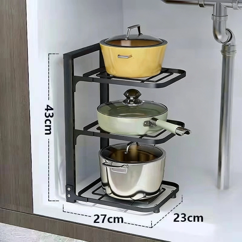 Under-sink multi-layer pot and pan storage rack
