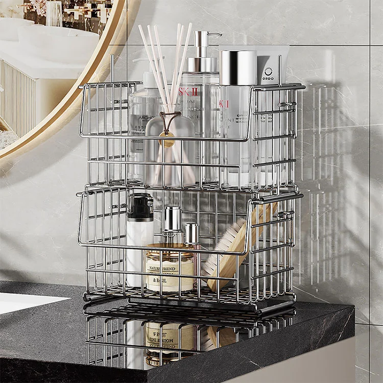 Rak Panyimpenan Aksesori Kamar Mandi Stainless Steel sing bisa dicopot