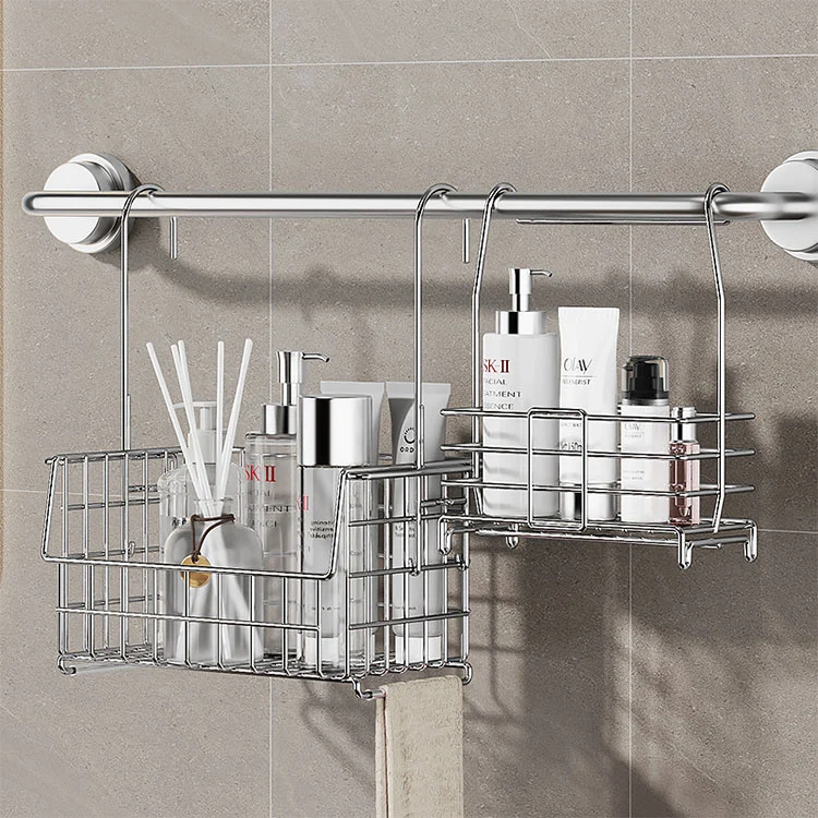 Rak Panyimpenan Aksesori Kamar Mandi Stainless Steel sing bisa dicopot